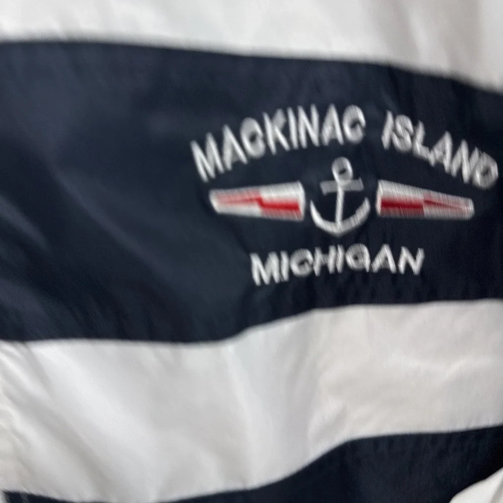 VTG‎ Dimco Mackinac Island Michigan Hoodie Windbreaker Full Zip Mens M White